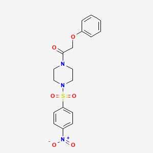 molecular formula C18H19N3O6S B3468242 1-[(4-nitrophenyl)sulfonyl]-4-(phenoxyacetyl)piperazine 