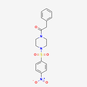 molecular formula C18H19N3O5S B3468253 1-[(4-nitrophenyl)sulfonyl]-4-(phenylacetyl)piperazine 