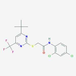 molecular formula C17H16Cl2F3N3OS B3468484 2-{[4-tert-butyl-6-(trifluoromethyl)-2-pyrimidinyl]thio}-N-(2,4-dichlorophenyl)acetamide 