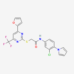 molecular formula C21H14ClF3N4O2S B3468498 N-[3-chloro-4-(1H-pyrrol-1-yl)phenyl]-2-{[4-(2-furyl)-6-(trifluoromethyl)-2-pyrimidinyl]thio}acetamide 