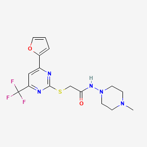 molecular formula C16H18F3N5O2S B3468500 2-{[4-(2-furyl)-6-(trifluoromethyl)-2-pyrimidinyl]thio}-N-(4-methyl-1-piperazinyl)acetamide 