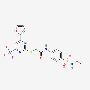 molecular formula C19H17F3N4O4S2 B3468507 N-{4-[(ethylamino)sulfonyl]phenyl}-2-{[4-(2-furyl)-6-(trifluoromethyl)-2-pyrimidinyl]thio}acetamide 