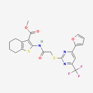 molecular formula C21H18F3N3O4S2 B3468544 methyl 2-[({[4-(2-furyl)-6-(trifluoromethyl)-2-pyrimidinyl]thio}acetyl)amino]-4,5,6,7-tetrahydro-1-benzothiophene-3-carboxylate 