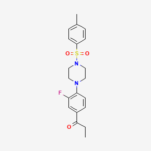 molecular formula C20H23FN2O3S B3468560 1-(3-fluoro-4-{4-[(4-methylphenyl)sulfonyl]-1-piperazinyl}phenyl)-1-propanone 