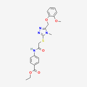 molecular formula C22H24N4O5S B3468668 ethyl 4-{[({5-[(2-methoxyphenoxy)methyl]-4-methyl-4H-1,2,4-triazol-3-yl}thio)acetyl]amino}benzoate 