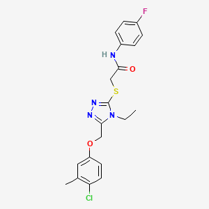 molecular formula C20H20ClFN4O2S B3468706 2-({5-[(4-chloro-3-methylphenoxy)methyl]-4-ethyl-4H-1,2,4-triazol-3-yl}thio)-N-(4-fluorophenyl)acetamide 