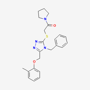 molecular formula C23H26N4O2S B3468714 4-benzyl-3-[(2-methylphenoxy)methyl]-5-{[2-oxo-2-(1-pyrrolidinyl)ethyl]thio}-4H-1,2,4-triazole 