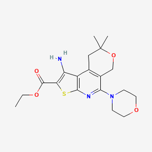 molecular formula C19H25N3O4S B3468716 ethyl 1-amino-8,8-dimethyl-5-(4-morpholinyl)-8,9-dihydro-6H-pyrano[4,3-d]thieno[2,3-b]pyridine-2-carboxylate 