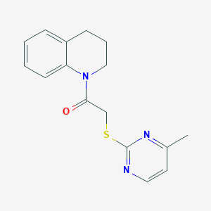 molecular formula C16H17N3OS B3468727 1-{[(4-methyl-2-pyrimidinyl)thio]acetyl}-1,2,3,4-tetrahydroquinoline 