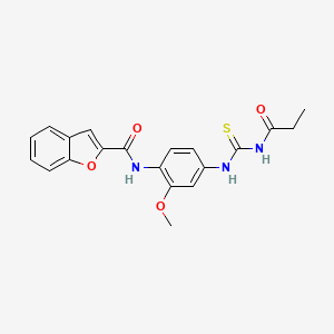 molecular formula C20H19N3O4S B3468771 N-(2-methoxy-4-{[(propionylamino)carbonothioyl]amino}phenyl)-1-benzofuran-2-carboxamide 