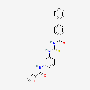 molecular formula C25H19N3O3S B3468775 N-[3-({[(4-biphenylylcarbonyl)amino]carbonothioyl}amino)phenyl]-2-furamide 