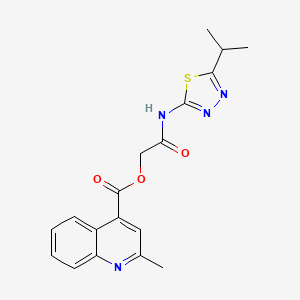 molecular formula C18H18N4O3S B3468783 2-[(5-isopropyl-1,3,4-thiadiazol-2-yl)amino]-2-oxoethyl 2-methyl-4-quinolinecarboxylate 