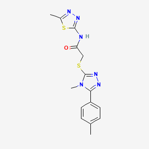 molecular formula C15H16N6OS2 B3468816 2-{[4-methyl-5-(4-methylphenyl)-4H-1,2,4-triazol-3-yl]thio}-N-(5-methyl-1,3,4-thiadiazol-2-yl)acetamide 