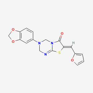 3-(1,3-benzodioxol-5-yl)-7-(2-furylmethylene)-3,4-dihydro-2H-[1,3]thiazolo[3,2-a][1,3,5]triazin-6(7H)-one