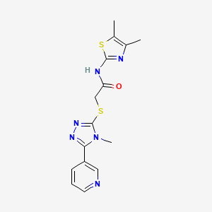 molecular formula C15H16N6OS2 B3468933 N-(4,5-dimethyl-1,3-thiazol-2-yl)-2-{[4-methyl-5-(3-pyridinyl)-4H-1,2,4-triazol-3-yl]thio}acetamide 