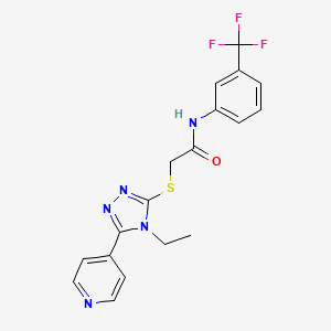 molecular formula C18H16F3N5OS B3468998 2-{[4-ethyl-5-(4-pyridinyl)-4H-1,2,4-triazol-3-yl]thio}-N-[3-(trifluoromethyl)phenyl]acetamide CAS No. 482639-74-7