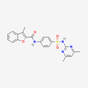 molecular formula C22H20N4O4S B3469048 N-(4-{[(4,6-dimethyl-2-pyrimidinyl)amino]sulfonyl}phenyl)-3-methyl-1-benzofuran-2-carboxamide 