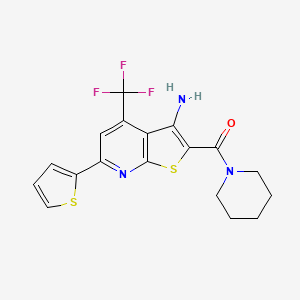 molecular formula C18H16F3N3OS2 B3469102 2-(1-piperidinylcarbonyl)-6-(2-thienyl)-4-(trifluoromethyl)thieno[2,3-b]pyridin-3-amine 