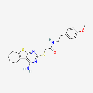 molecular formula C21H24N4O2S2 B3469108 2-[(4-amino-5,6,7,8-tetrahydro[1]benzothieno[2,3-d]pyrimidin-2-yl)thio]-N-[2-(4-methoxyphenyl)ethyl]acetamide 