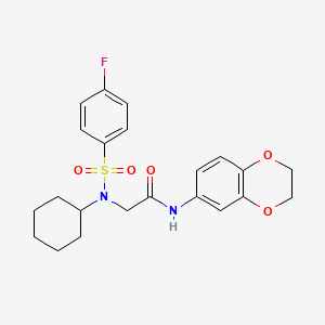 N~2~-cyclohexyl-N~1~-(2,3-dihydro-1,4-benzodioxin-6-yl)-N~2~-[(4-fluorophenyl)sulfonyl]glycinamide