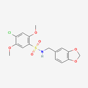 molecular formula C16H16ClNO6S B3469284 N-(1,3-benzodioxol-5-ylmethyl)-4-chloro-2,5-dimethoxybenzenesulfonamide 