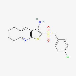 molecular formula C18H17ClN2O2S2 B3469299 2-[(4-chlorobenzyl)sulfonyl]-5,6,7,8-tetrahydrothieno[2,3-b]quinolin-3-amine 