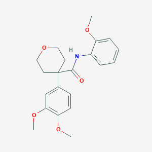 molecular formula C21H25NO5 B3469338 4-(3,4-dimethoxyphenyl)-N-(2-methoxyphenyl)tetrahydro-2H-pyran-4-carboxamide 