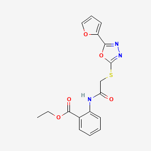 molecular formula C17H15N3O5S B3469352 ethyl 2-[({[5-(2-furyl)-1,3,4-oxadiazol-2-yl]thio}acetyl)amino]benzoate 