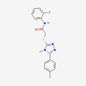 molecular formula C18H17FN4OS B3469369 N-(2-fluorophenyl)-2-{[4-methyl-5-(4-methylphenyl)-4H-1,2,4-triazol-3-yl]thio}acetamide 