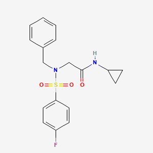molecular formula C18H19FN2O3S B3469378 N~2~-benzyl-N~1~-cyclopropyl-N~2~-[(4-fluorophenyl)sulfonyl]glycinamide 
