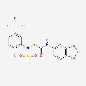 molecular formula C17H14ClF3N2O5S B3469454 N~1~-1,3-benzodioxol-5-yl-N~2~-[2-chloro-5-(trifluoromethyl)phenyl]-N~2~-(methylsulfonyl)glycinamide 