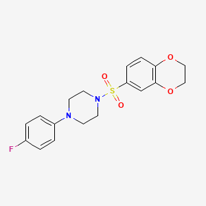 molecular formula C18H19FN2O4S B3469469 1-(2,3-dihydro-1,4-benzodioxin-6-ylsulfonyl)-4-(4-fluorophenyl)piperazine 
