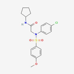 molecular formula C20H23ClN2O4S B3469663 N~2~-(4-chlorophenyl)-N~1~-cyclopentyl-N~2~-[(4-methoxyphenyl)sulfonyl]glycinamide 