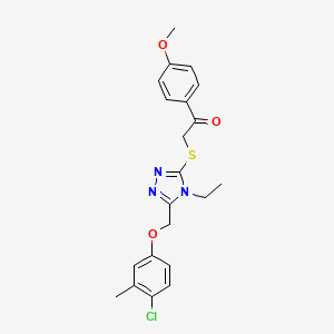 molecular formula C21H22ClN3O3S B3469672 2-({5-[(4-chloro-3-methylphenoxy)methyl]-4-ethyl-4H-1,2,4-triazol-3-yl}thio)-1-(4-methoxyphenyl)ethanone 