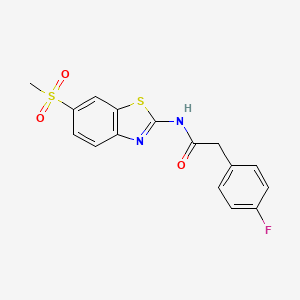 2-(4-fluorophenyl)-N-[6-(methylsulfonyl)-1,3-benzothiazol-2-yl]acetamide