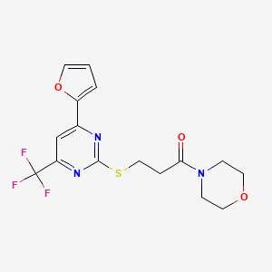 4-(3-{[4-(2-furyl)-6-(trifluoromethyl)-2-pyrimidinyl]thio}propanoyl)morpholine