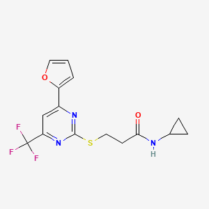 N-cyclopropyl-3-{[4-(2-furyl)-6-(trifluoromethyl)-2-pyrimidinyl]thio}propanamide