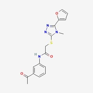 molecular formula C17H16N4O3S B3470177 N-(3-acetylphenyl)-2-{[5-(2-furyl)-4-methyl-4H-1,2,4-triazol-3-yl]thio}acetamide 