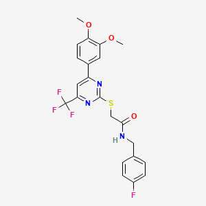 2-{[4-(3,4-dimethoxyphenyl)-6-(trifluoromethyl)-2-pyrimidinyl]thio}-N-(4-fluorobenzyl)acetamide