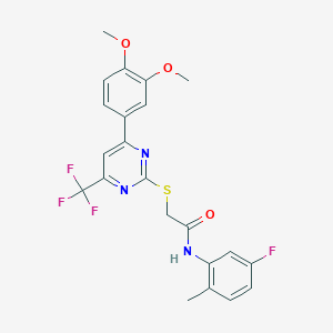 2-{[4-(3,4-dimethoxyphenyl)-6-(trifluoromethyl)-2-pyrimidinyl]thio}-N-(5-fluoro-2-methylphenyl)acetamide