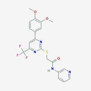 molecular formula C20H17F3N4O3S B3470204 2-{[4-(3,4-dimethoxyphenyl)-6-(trifluoromethyl)-2-pyrimidinyl]thio}-N-3-pyridinylacetamide 