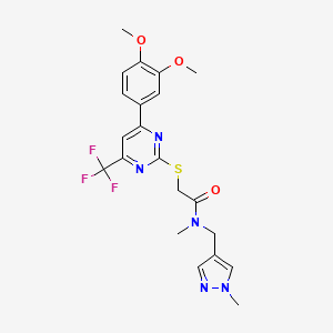 2-{[4-(3,4-dimethoxyphenyl)-6-(trifluoromethyl)-2-pyrimidinyl]thio}-N-methyl-N-[(1-methyl-1H-pyrazol-4-yl)methyl]acetamide