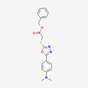 molecular formula C19H19N3O3S B3470248 benzyl ({5-[4-(dimethylamino)phenyl]-1,3,4-oxadiazol-2-yl}thio)acetate 