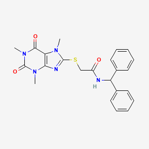 N-(diphenylmethyl)-2-[(1,3,7-trimethyl-2,6-dioxo-2,3,6,7-tetrahydro-1H-purin-8-yl)thio]acetamide