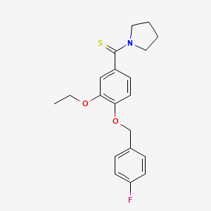 molecular formula C20H22FNO2S B3470253 1-({3-ethoxy-4-[(4-fluorobenzyl)oxy]phenyl}carbonothioyl)pyrrolidine 