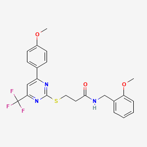 N-(2-methoxybenzyl)-3-{[4-(4-methoxyphenyl)-6-(trifluoromethyl)-2-pyrimidinyl]thio}propanamide