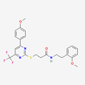 molecular formula C24H24F3N3O3S B3470272 N-[2-(2-methoxyphenyl)ethyl]-3-{[4-(4-methoxyphenyl)-6-(trifluoromethyl)-2-pyrimidinyl]thio}propanamide 