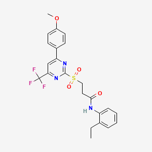 N-(2-ethylphenyl)-3-{[4-(4-methoxyphenyl)-6-(trifluoromethyl)-2-pyrimidinyl]sulfonyl}propanamide