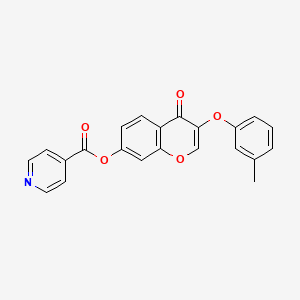 molecular formula C22H15NO5 B3470395 3-(3-methylphenoxy)-4-oxo-4H-chromen-7-yl isonicotinate 