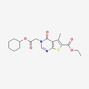 molecular formula C18H22N2O5S B3470416 ethyl 3-[2-(cyclohexyloxy)-2-oxoethyl]-5-methyl-4-oxo-3,4-dihydrothieno[2,3-d]pyrimidine-6-carboxylate 